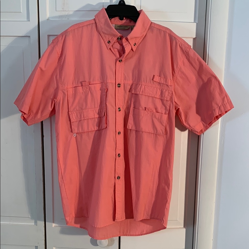 Rugged Earth Outfitters Coral Casual Button Down Short Sleeve Shirt